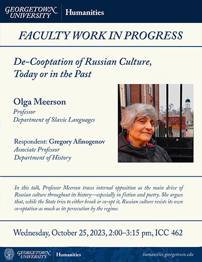 Flyer for "De-Cooptation of Russian Culture Today or in the Past"