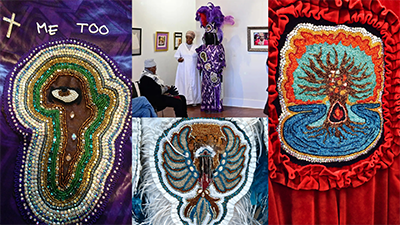 A variety of Cherice Harrison-Nelson’s Mardi Gras bead embroidery and clothes design. Photo Credit: Cherice Harrison-Nelson (2011-2018)